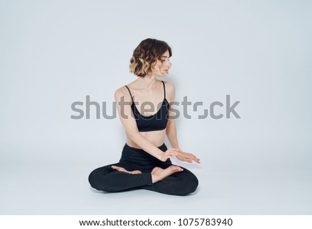 slender woman on the floor, yoga                             