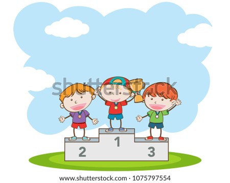 Doodle Kids Winning Sport Competition illustration