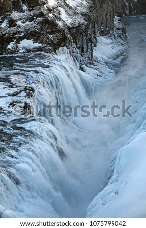 Gullfoss waterfall in winter season, Iceland