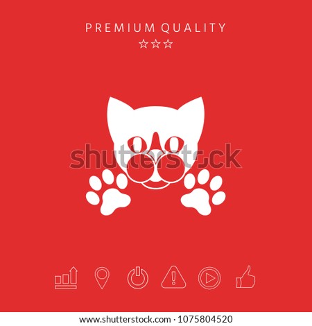 Cut Cat with paws - logo, symbol, protect sign