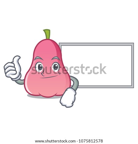 Thumbs up with board rose apple character cartoon
