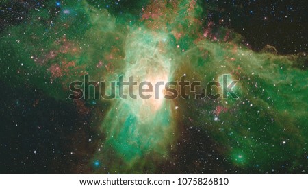 Nebula and galaxies in dark space. Elements of this image furnished by NASA.