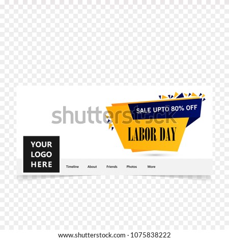 Happy Labour day facebook cover with blue and yellow background 