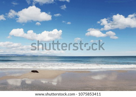 Beach and sea in bright sunlight