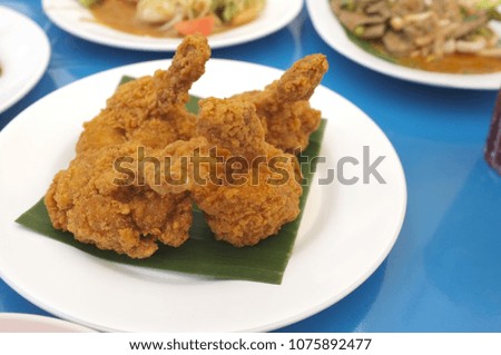 Picture for  thai food catalogs menu , Deep Fires chicken.  Made by chicken wing with bread crumb.