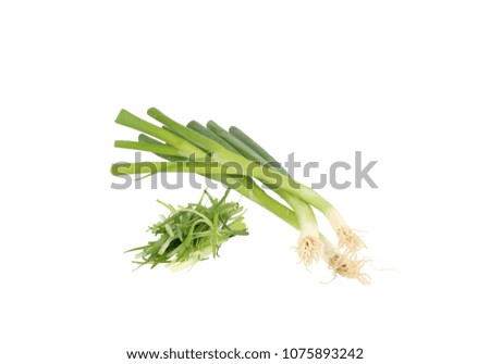 Scallion green onion spring onion salad onion bundle whole root slices