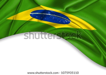 Curved flag of Brazil with white free space