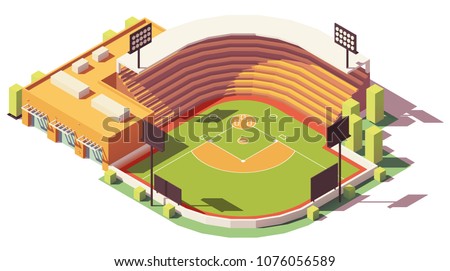 Vector isometric low poly soccer or baseball park or stadium