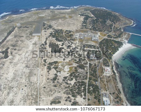 View of Robbin Island in South Africa.