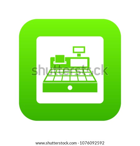 Sale cash register icon digital green for any design isolated on white vector illustration