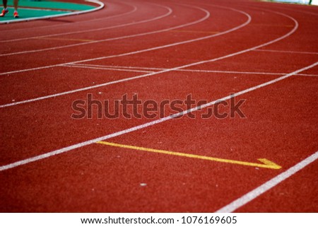 Athletics stadium running track, sport field