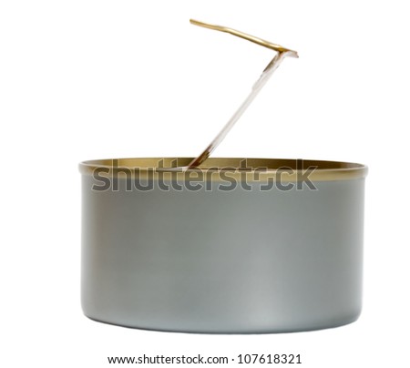 Tin can with pull ring isolated on white background