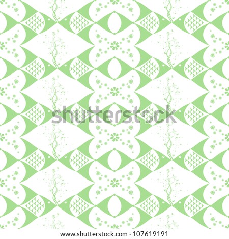 Seamless fish and floral pattern background