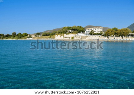 Landscape of sandy Koukla beach, island Zakynthos, Greece.