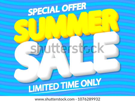 Summer Sale, special offer, poster design template, vector illustration