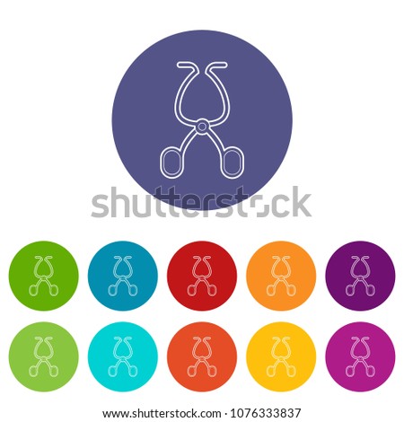 Surgical scissors icons color set vector for any web design on white background