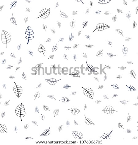 Dark BLUE vector seamless  abstract doodle pattern. A vague abstract illustration with leaves in doodles style. Brand-new design for your business.