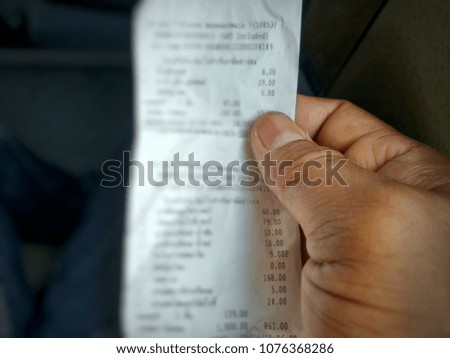 Bill of purchase.Blur detail list.