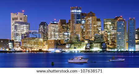Panorama of downtown Boston, Massachusetts, USA.