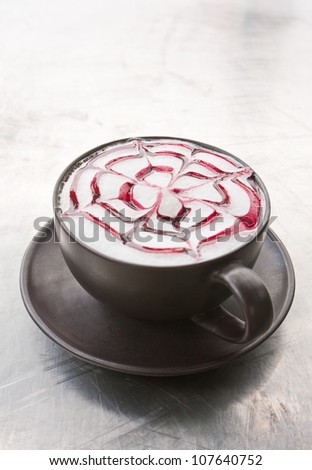 a coffee Latte art   on grunge white background