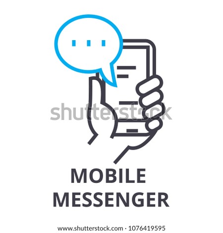 mobile messenger thin line icon, sign, symbol, illustation, linear concept, vector 