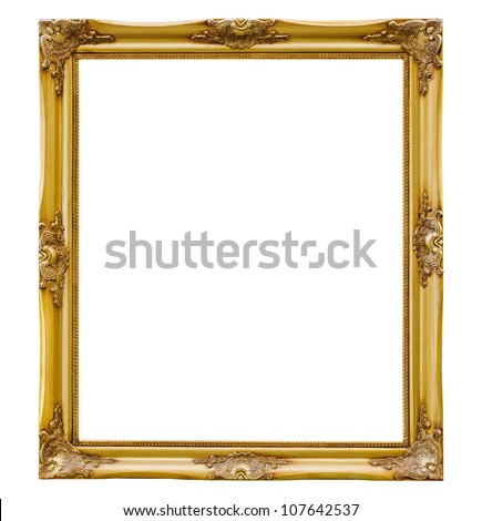 Old picture frame on white background. Royalty-Free Stock Photo #107642537