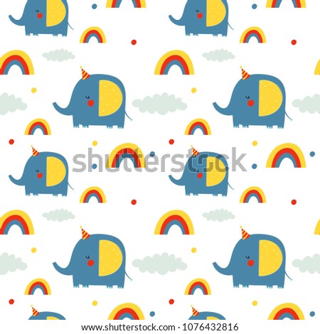 Cute card with happy elephant