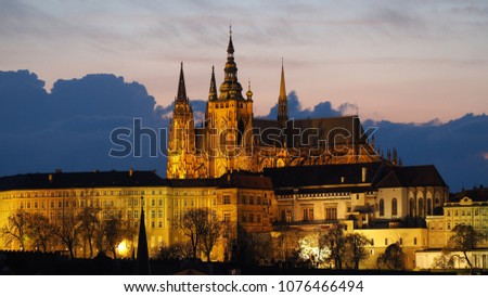 Prague, Czech Republic, center of Bohemia. Historic center included in the Unesco World Heritage. The largest ancient castle in the world. The Metropolitan Cathedral of Saints Vitus