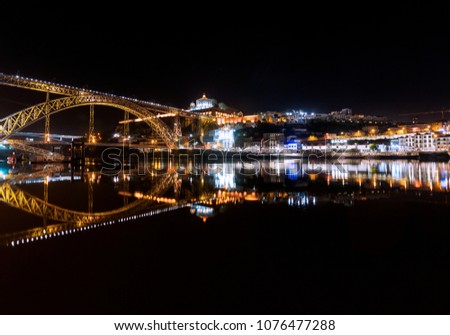 Nightview of Porto, Douro River, Portugal.