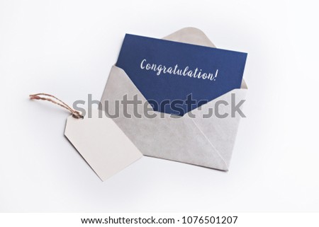 Congratulations Concepts - envelope and post card with blank tag