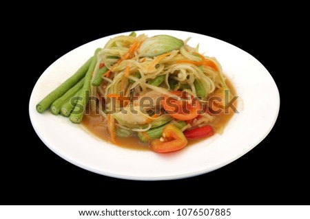 Picture for Famous Traditional spicy Thai food catalogs menu , Papaya salad or Somtum , with clipping path for di-cut photo