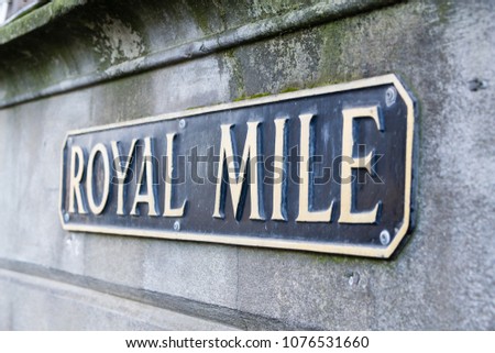 The plate Royal Mile in Edinburgh, Scotland