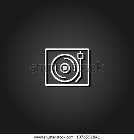 Retro music icon flat. Simple White pictogram on black background with shadow. Vector illustration symbol