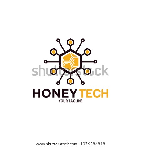 honey tech logo design template