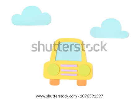 Car paper cut on white background - isolated