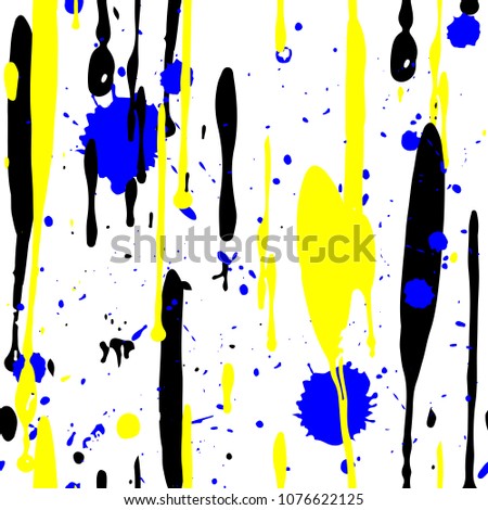 Seamless graffiti drips pattern. Chaotic Drops, stains of paint flow down horizontally