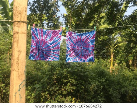 Blue and purple tie dyes.
