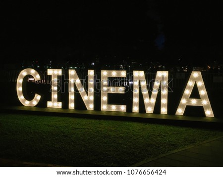 Lightboxes of the word "CINEMA"