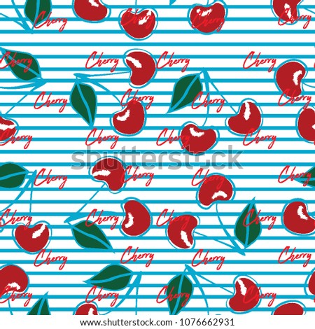 red cherry line art vector 