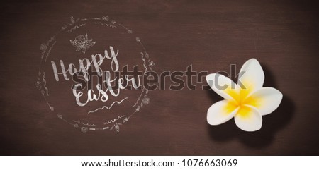 Happy Easter white logo against a black background against brown blackground