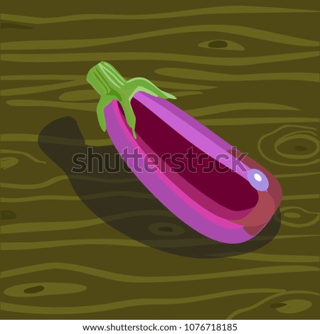Fresh eggplant. Fresh vegetarian food. Appetizing vegetable icon. Vector illustration.
