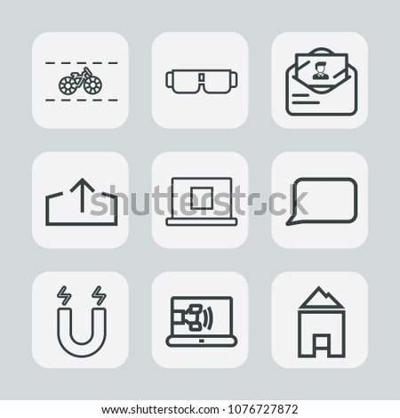 Premium set of outline icons. Such as style, wheel, speech, call, upload, bike, sunglasses, pole, transportation, modern, sun, envelope, download, bubble, pedal, business, science, communication, talk