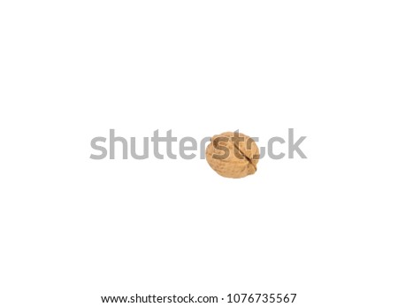 Walnut shell on white background