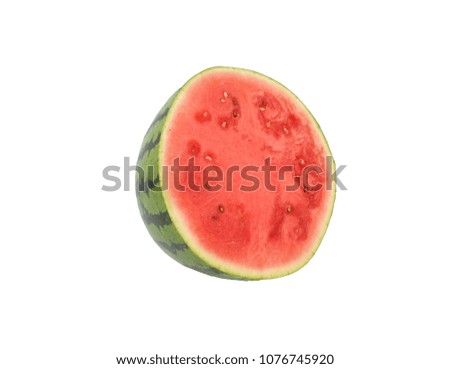 Watermelon half on white background