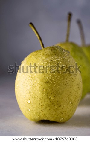Raw Green Organic  Pears Ready to Eat.