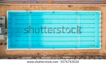 Aerial top view of a swimming pool