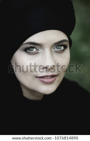 Portrait of a beautiful muslim woman. Young arabian woman in hijab.