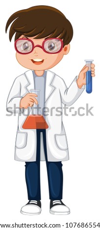 scientist Holding Beaker and Test Tube illustration
