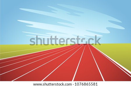 Running Track and Blue Sky illustration