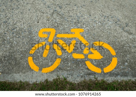 Bike lane symbol. in the road.